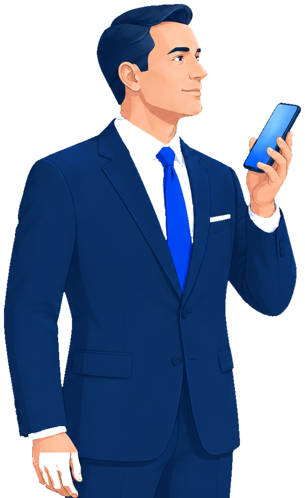 Principal speaking a command into the phone